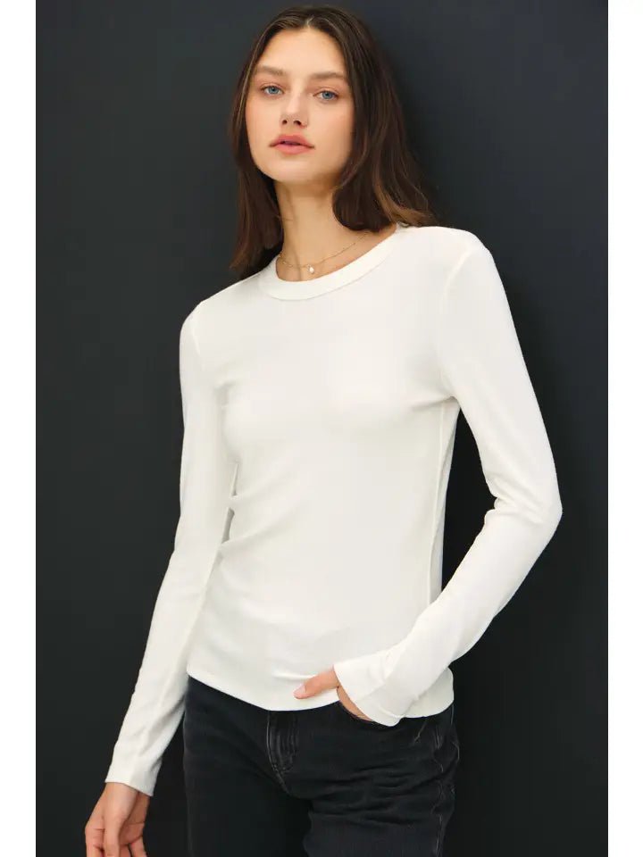 Layering White Long Sleeve Top