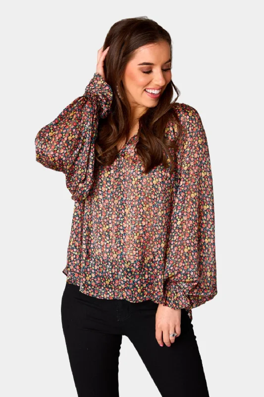 Mandy Long Sleeve Blouse - Color Burst