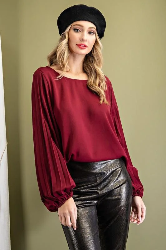 Pleated Long Sleeve Blouse ee:some Clothing