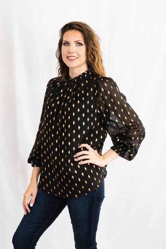 Reflective Foil Print Long Sleeve Top by Jodifl Clothing