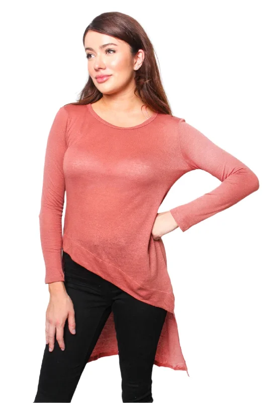 Women's Long Sleeve High Low Hem Top