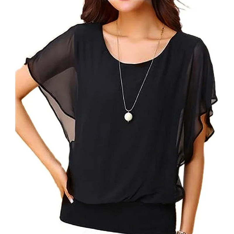 Women's Loose Casual Short Sleeve Chiffon Top T-Shirt Blouse