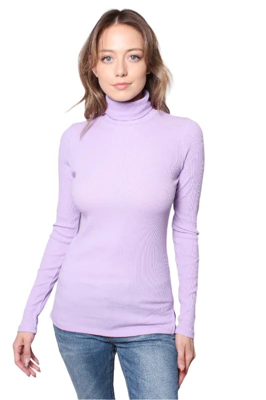 Women's Ribbed Turtle Neck Long Sleeve Top