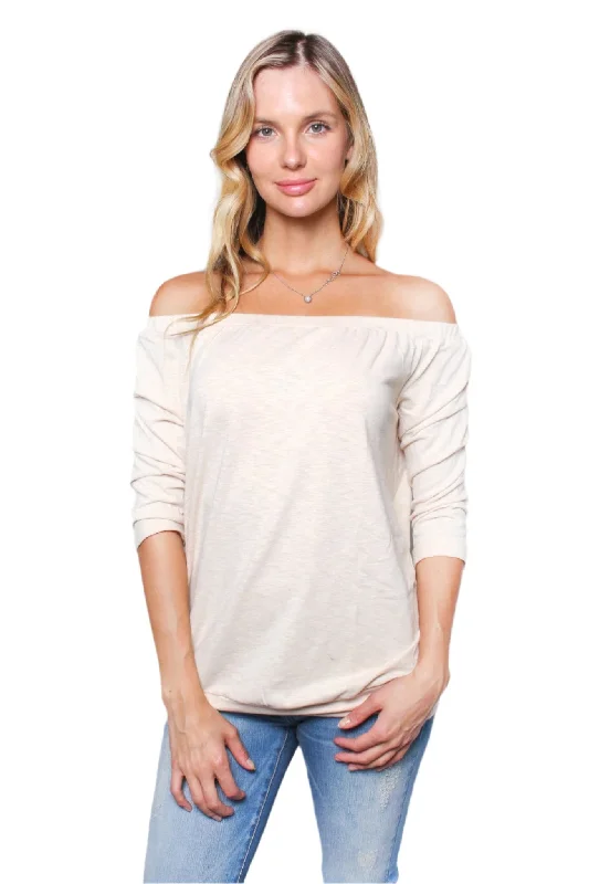 Women's Solid Off The Shoulder Long Sleeve Top