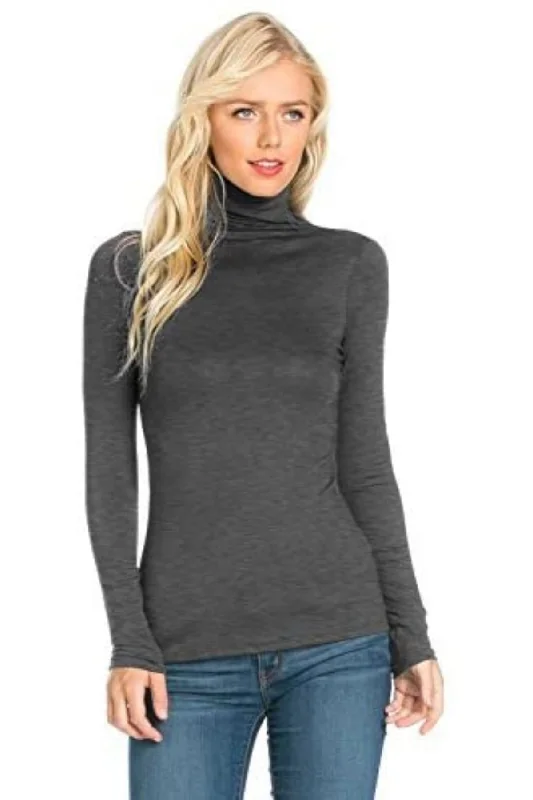 Women's Turtle Neck Long Sleeve Jersey Top