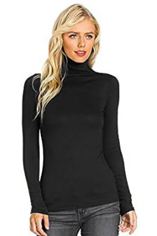 Women's Turtle Neck Long Sleeve Jersey Top