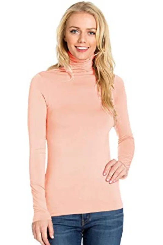 Women's Turtle Neck Long Sleeve Jersey Top