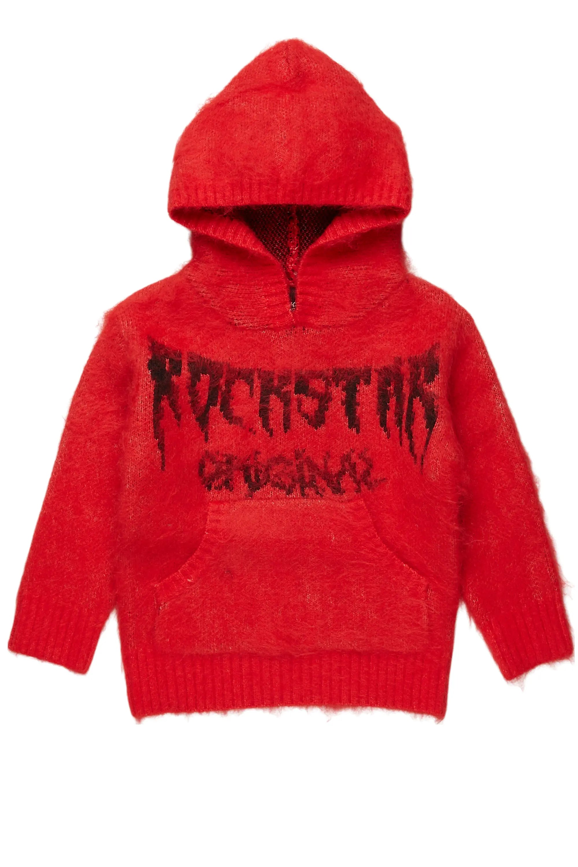 Girls Andreas Red Graphic Knit Hoodie