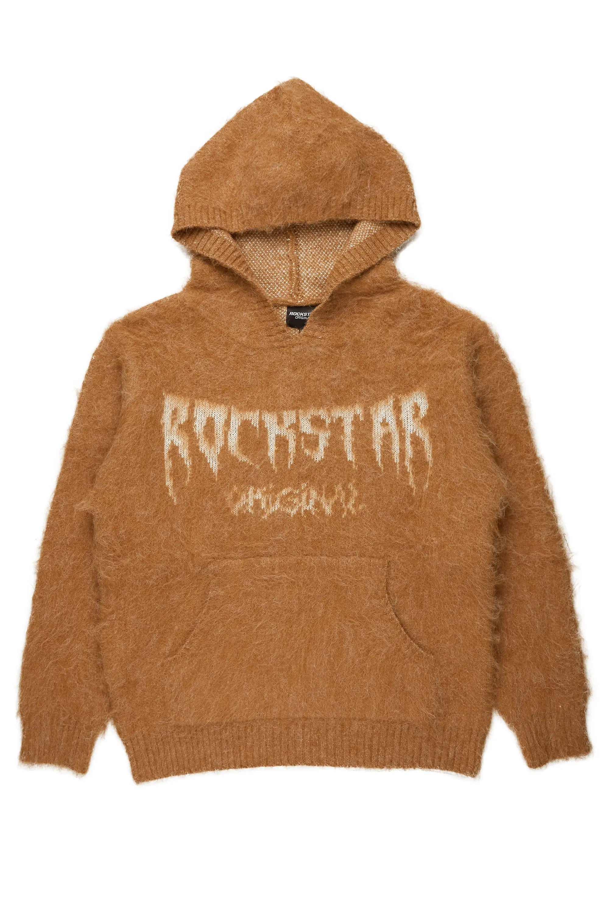 Andros Brown Graphic Knitted Mohair Hoodie