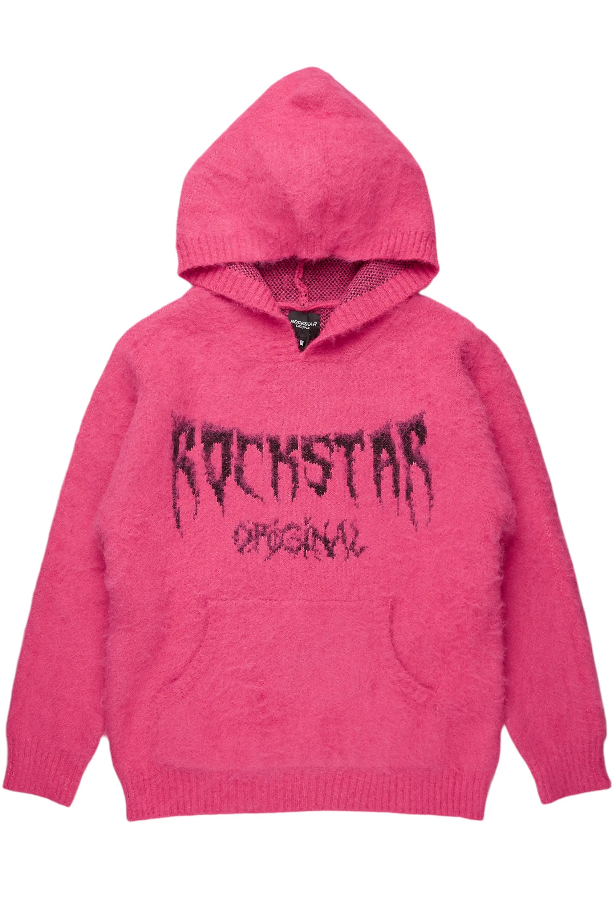 Andros Pink Graphic Knitted Mohair Hoodie