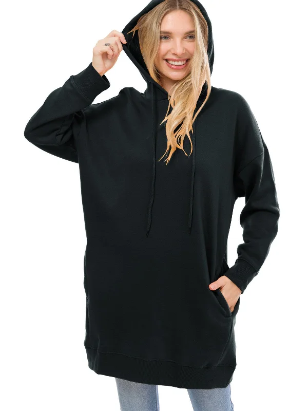 Black Plus Hoodie Sweatshirt Pullover Tunic Top