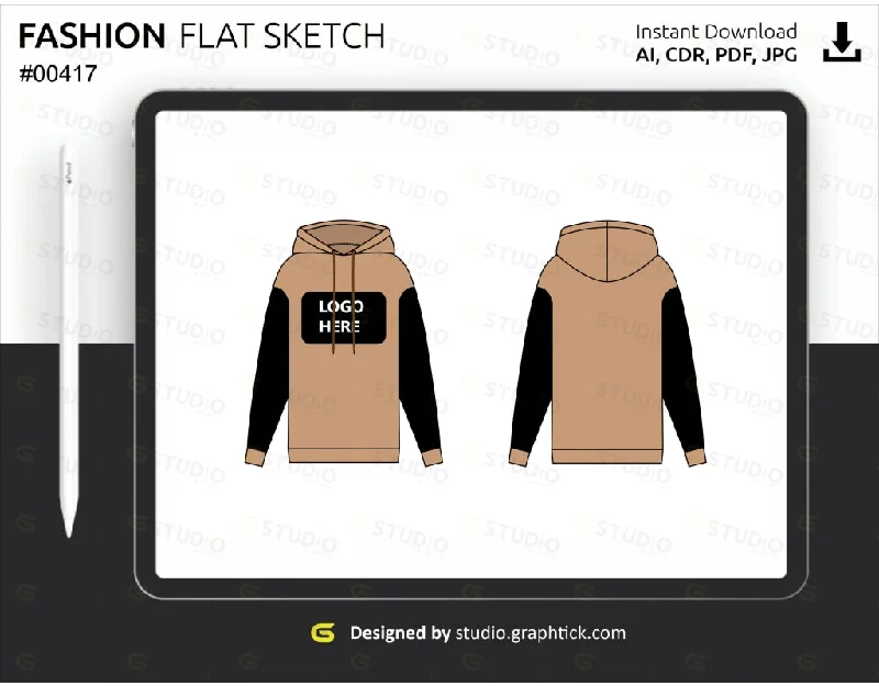 DROP SHOULDER HOODIE FLAT SKETCH