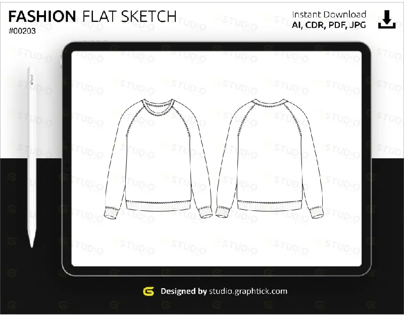 RAGLAN SLEEVE SWEATSHIRT FLAT SKETCH