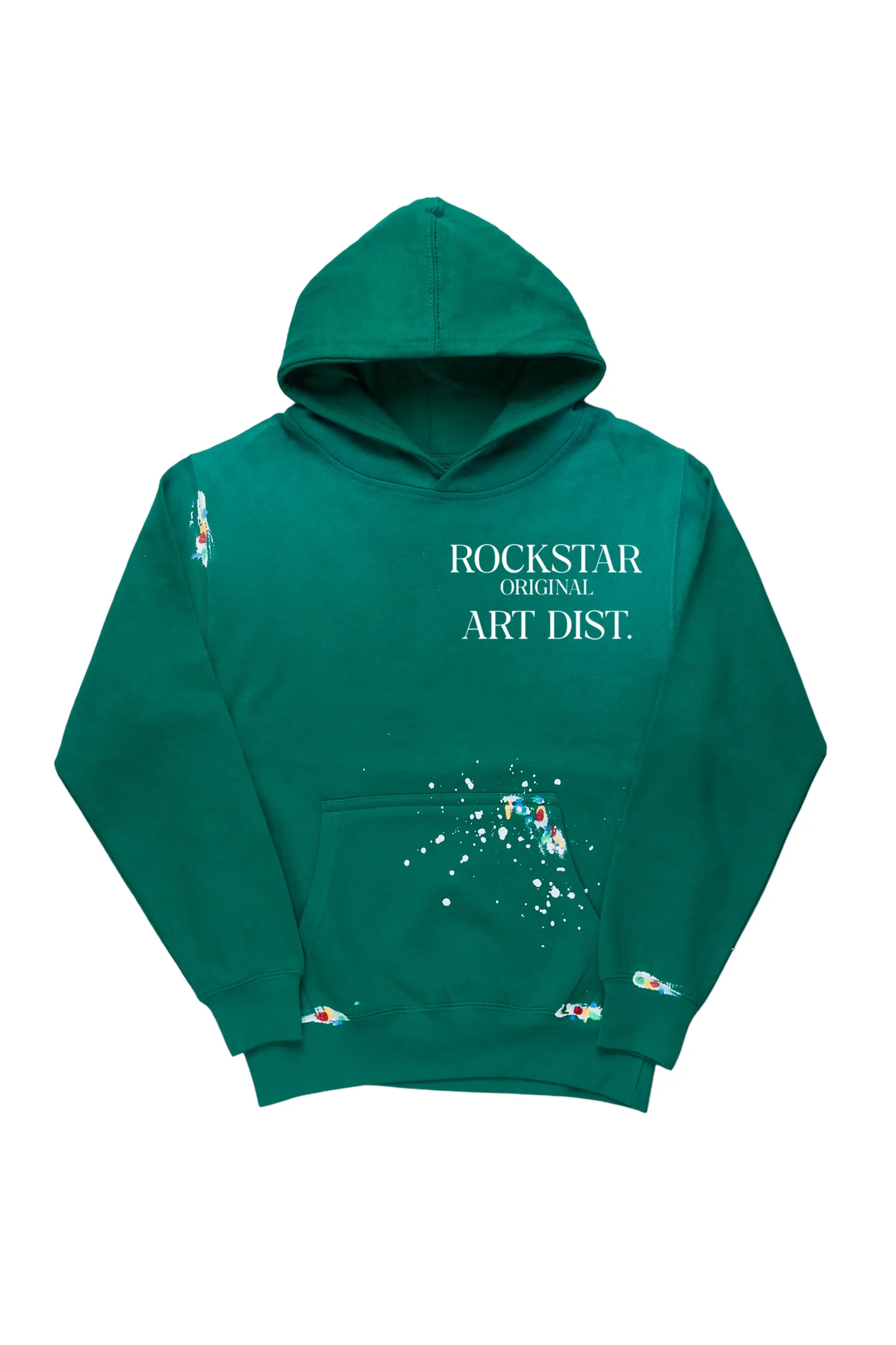 Boys Rockstar Art Dist. Green Graphic Hoodie