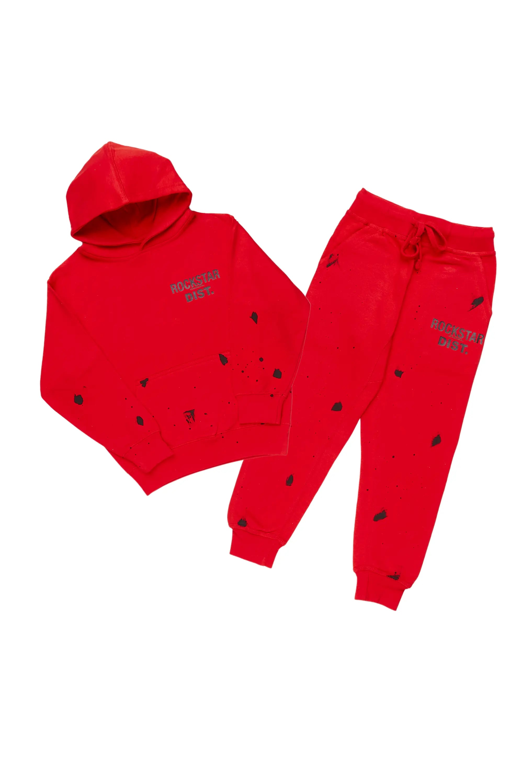 Boys Raffer Red Hoodie Track Pant Set