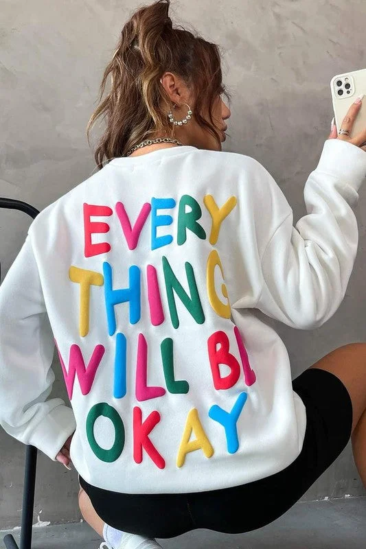 White Slogan Graphic Drop Shoulder Sweatshirt