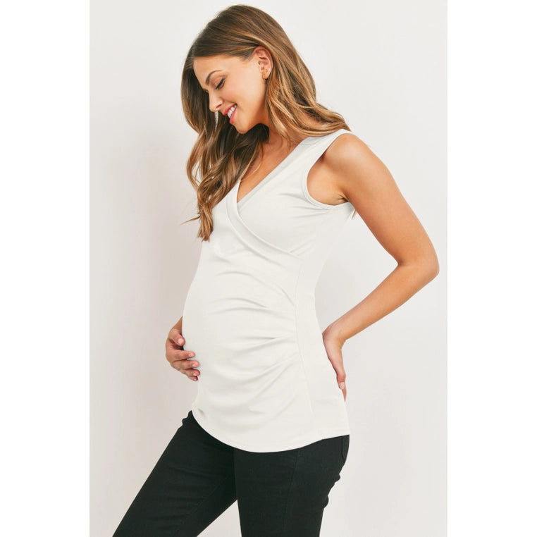 Ruched Wrap Maternity Nursing Jersey Tank Top