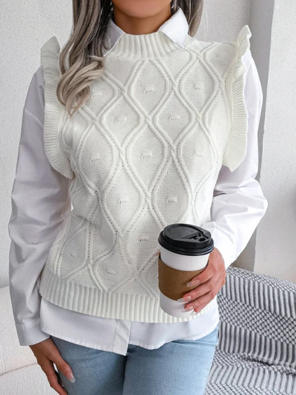 Diamond Knit High Neck Sweater Vest