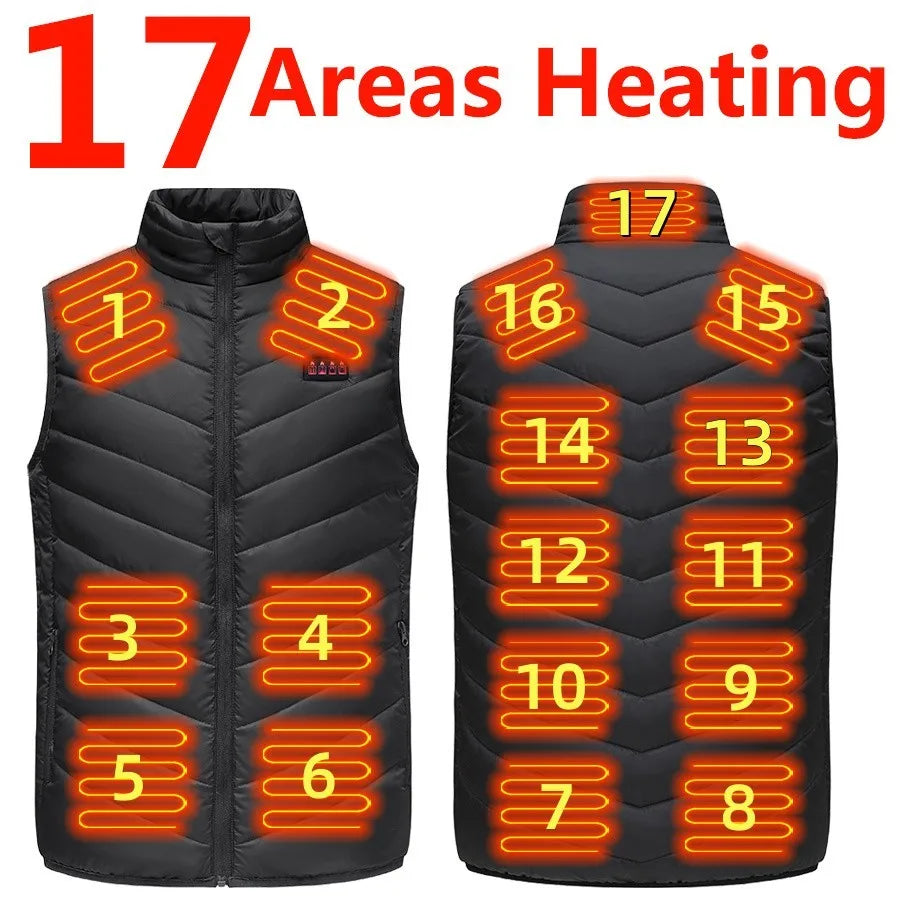 USB-Powered 17 Zone Heated Vest for Winter Sports