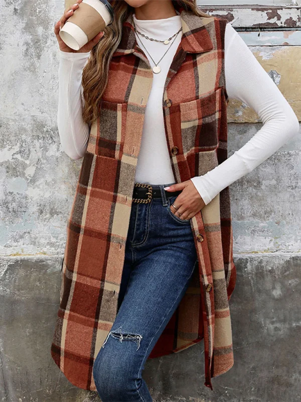 Layering Favorite Plaid Vest Shacket for Women