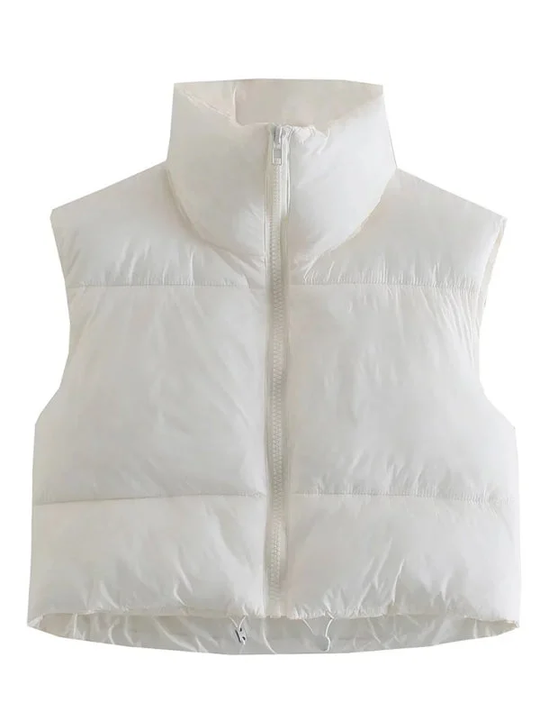 Thick Zip-Up Puffer Vest Jacket for Winter Sports